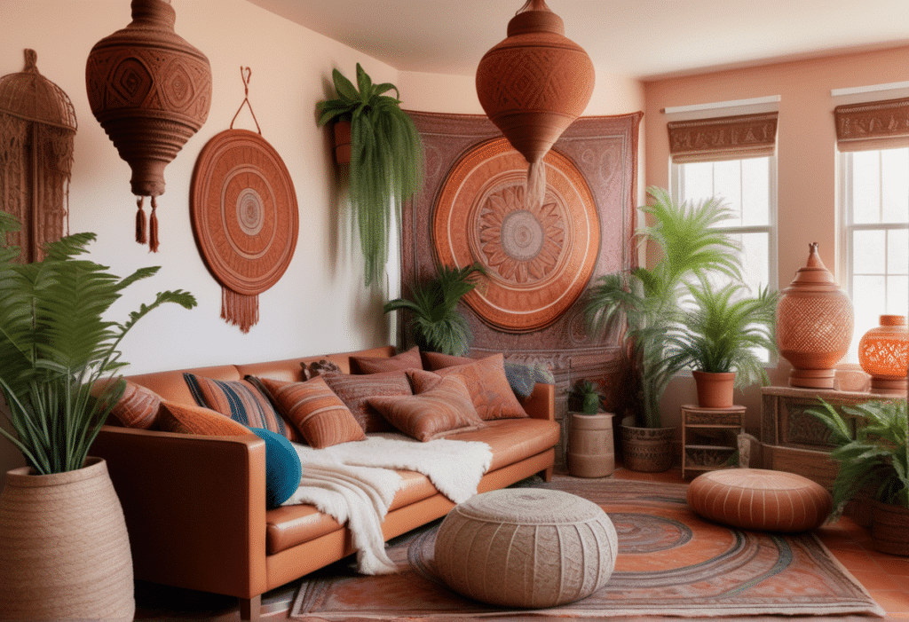 boho interior design living room