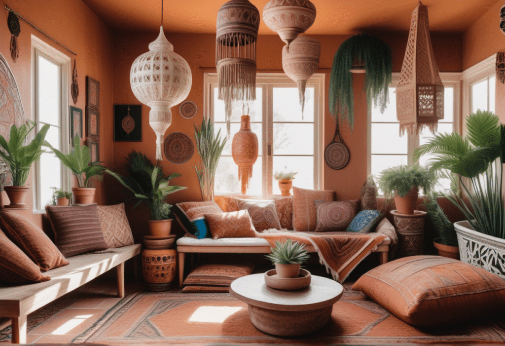 boho interior design living room