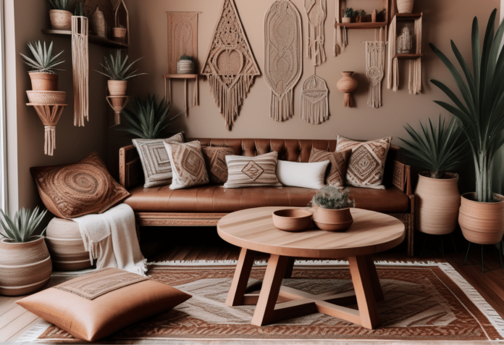 boho interior design living room