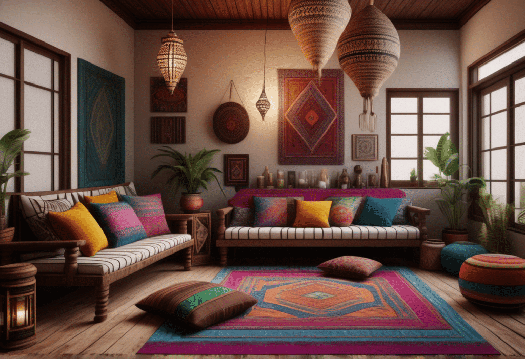 boho interior design living room