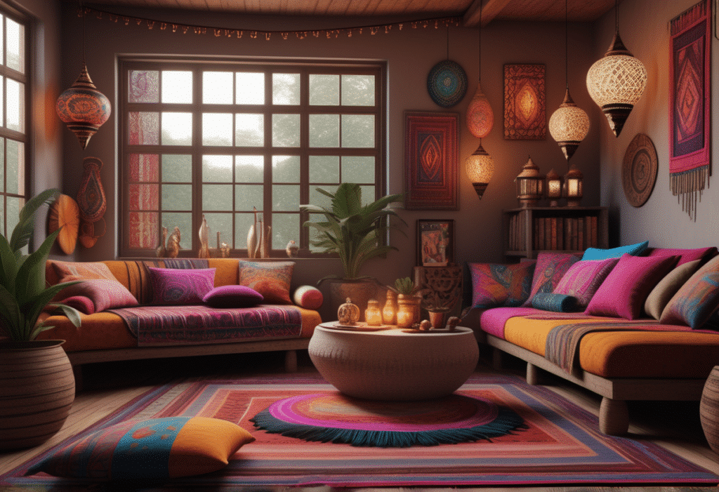 boho interior design living room