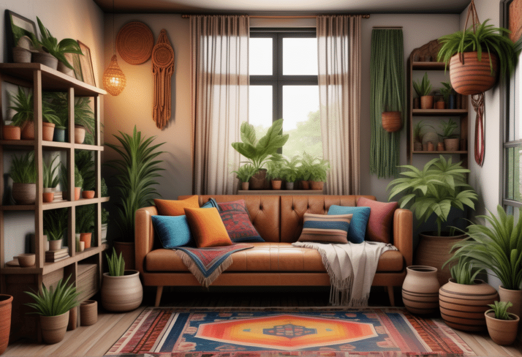 boho interior design living room