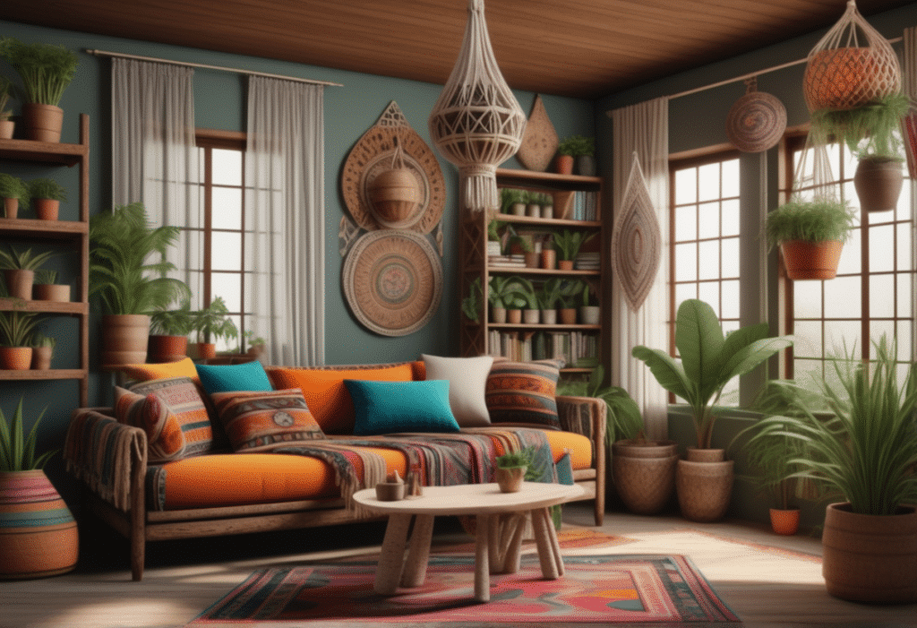 boho interior design living room