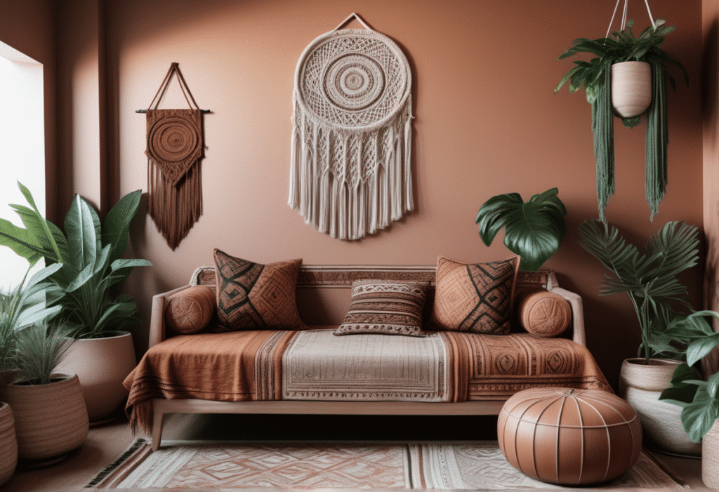 boho interior design living room