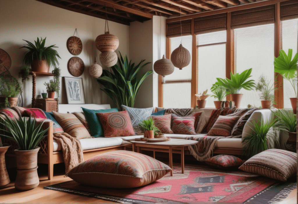 boho interior design living room