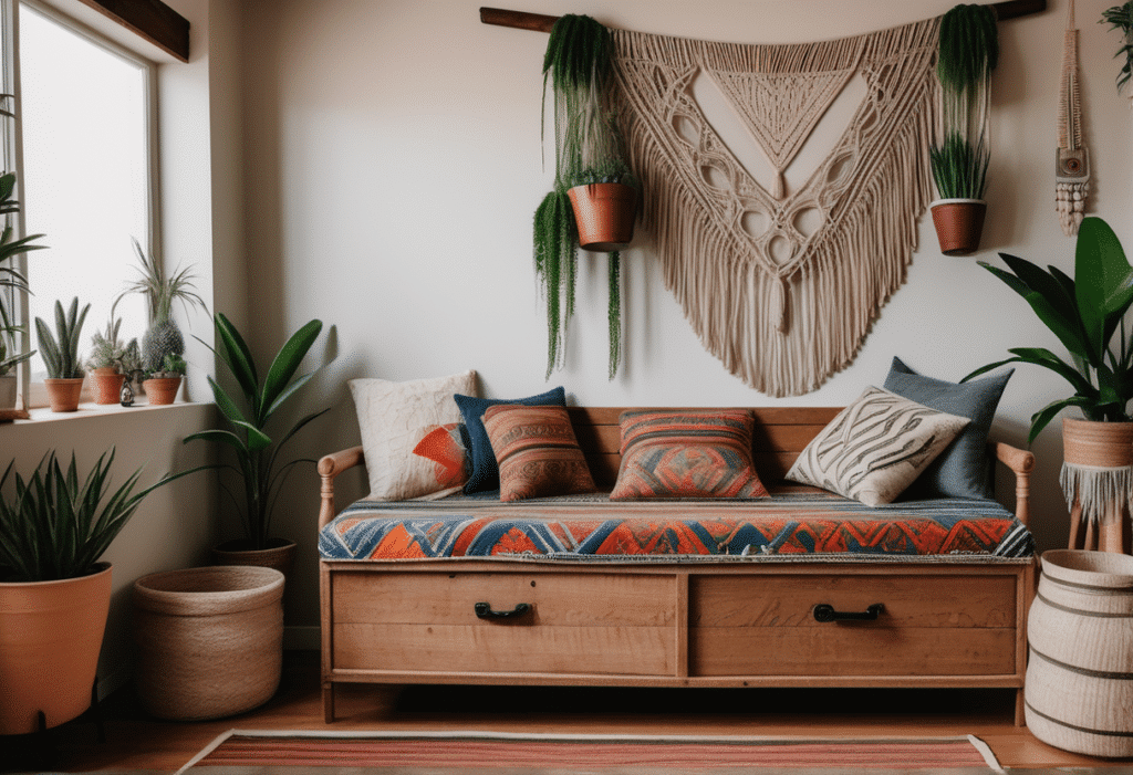 boho interior design living room