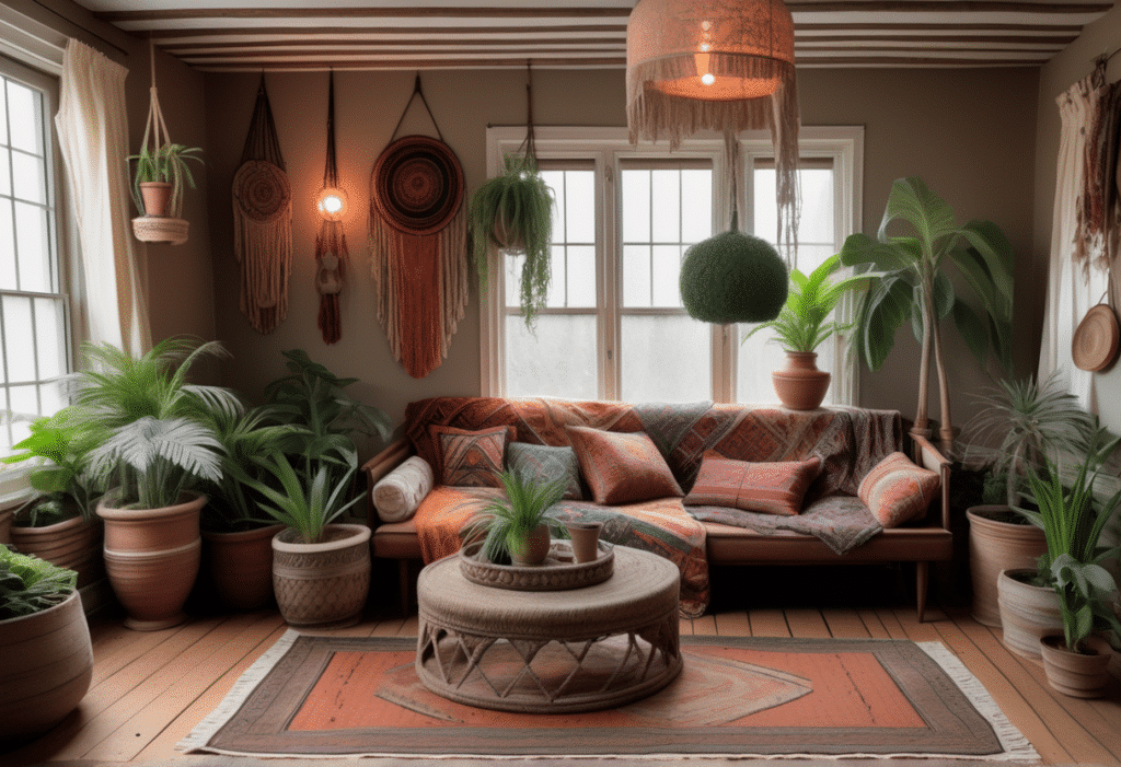 boho interior design living room