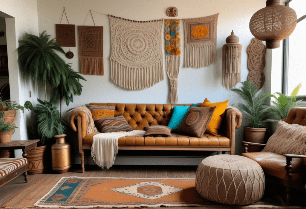 boho interior design living room