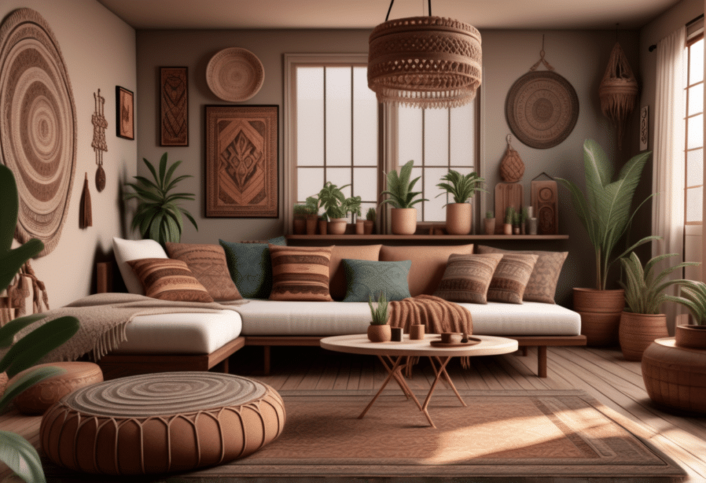 boho interior design living room