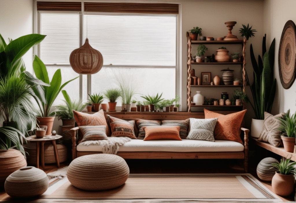 boho interior design living room