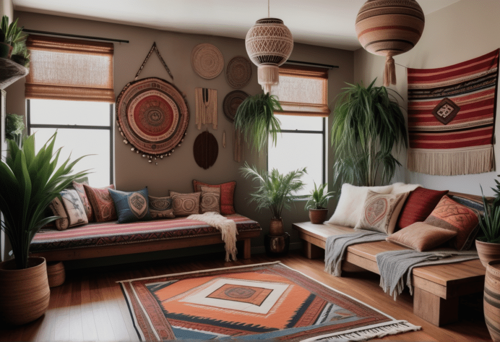 boho interior design living room