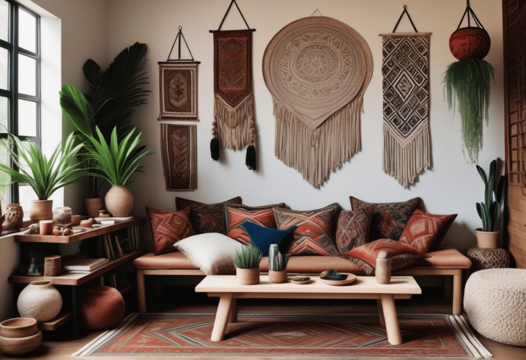 boho interior design living room