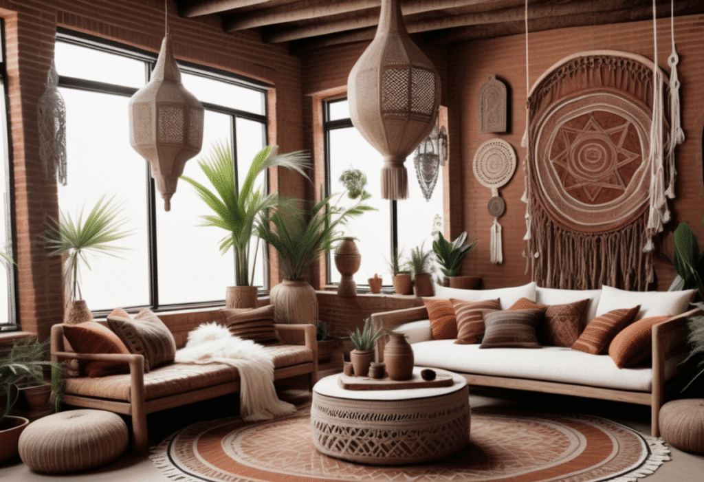 boho interior design living room