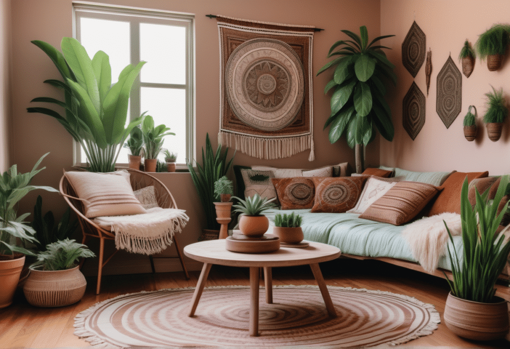 boho interior design living room