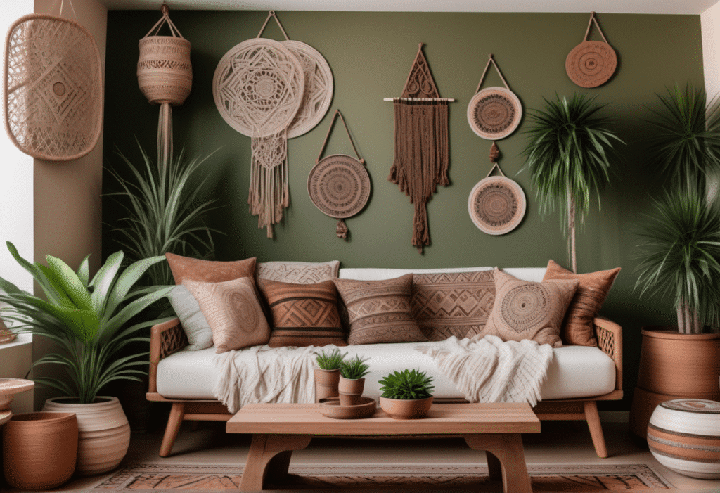 boho interior design living room