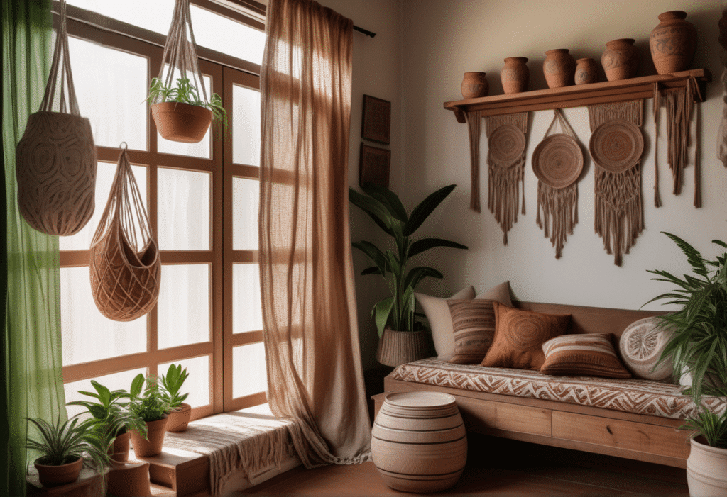 boho interior design living room