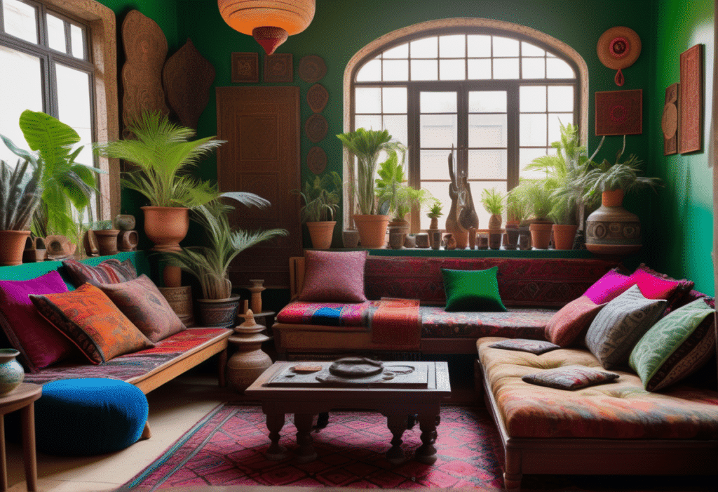 boho interior design living room