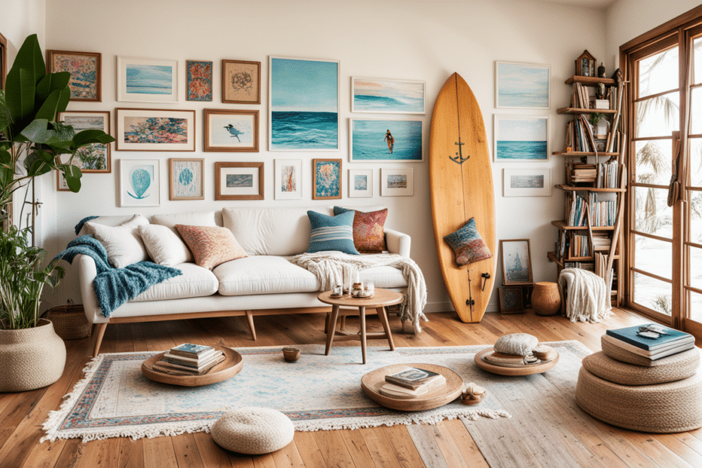 coastal bohemain living room