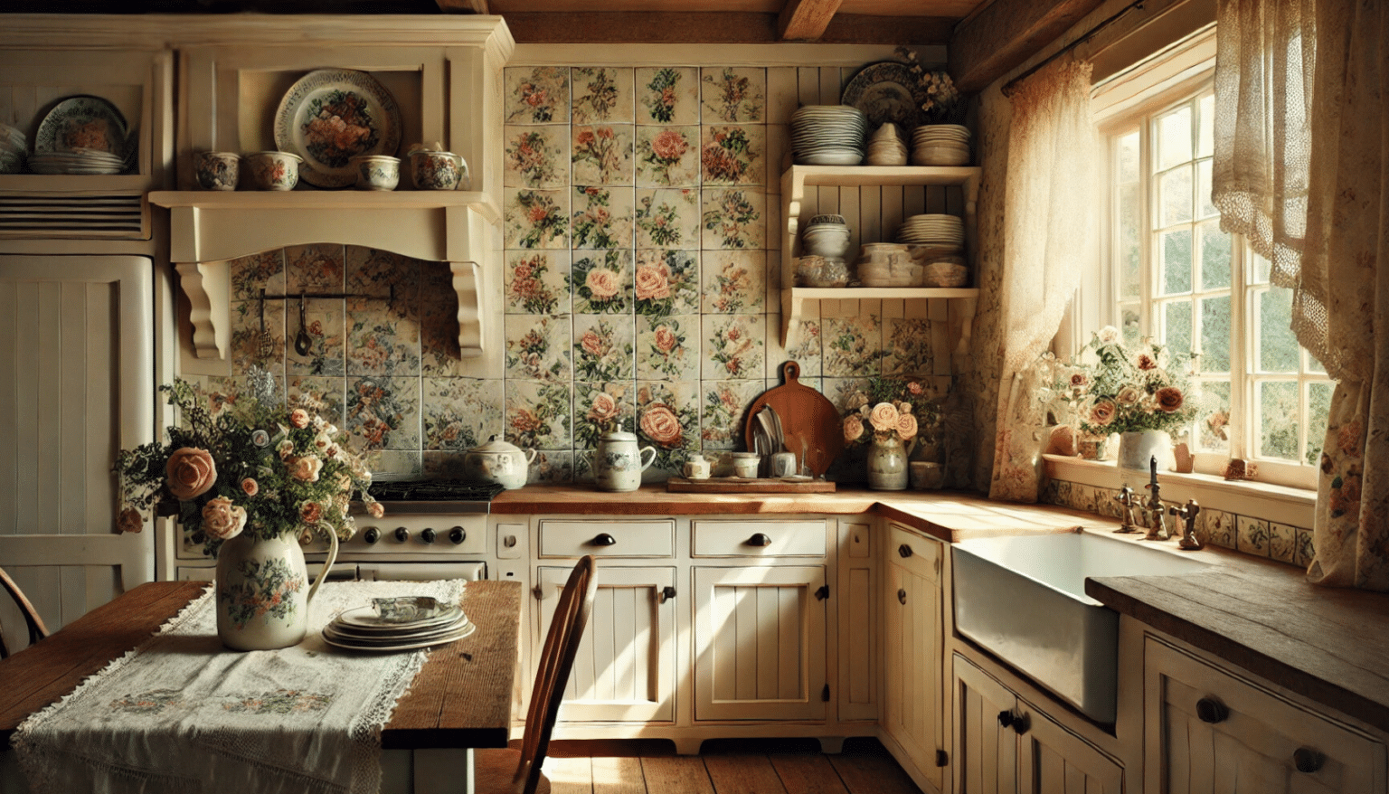 Botanical Cottage Kitchen Backsplash Ideas - Cardinal Memorials