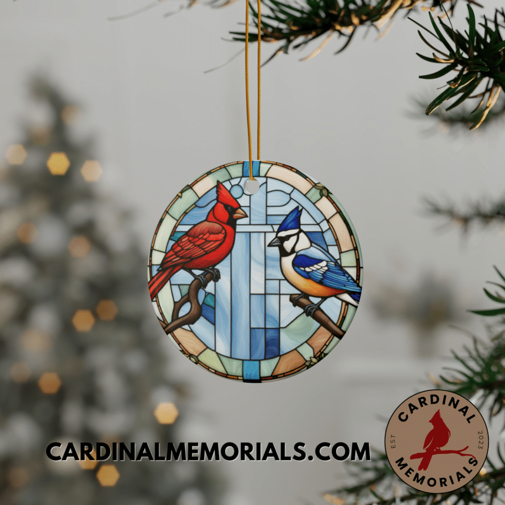 cardinal and blue jay ornament