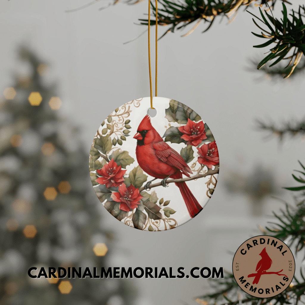 cardinal ornament roses