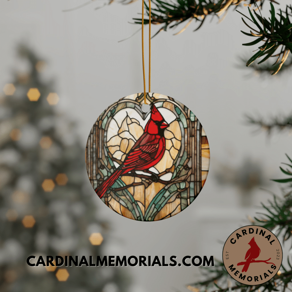 cardinal ornament cardinal heart stained glass