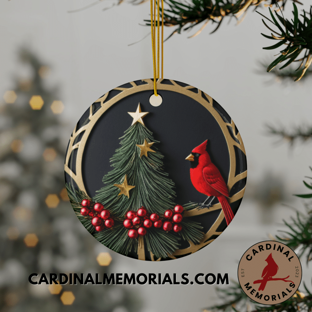 cardinal ornament Christmas tree