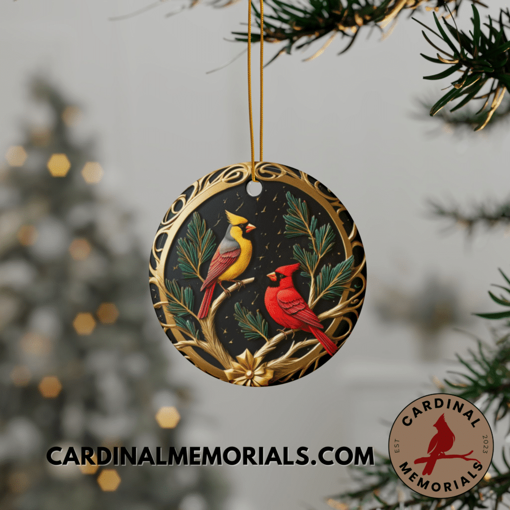 cardinal ornament cardinal pair black and gold