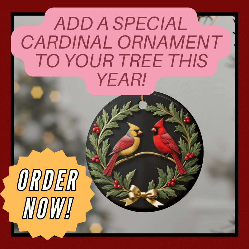 cardinal ornament, cardinal gift for Christmas tree, holiday decoration