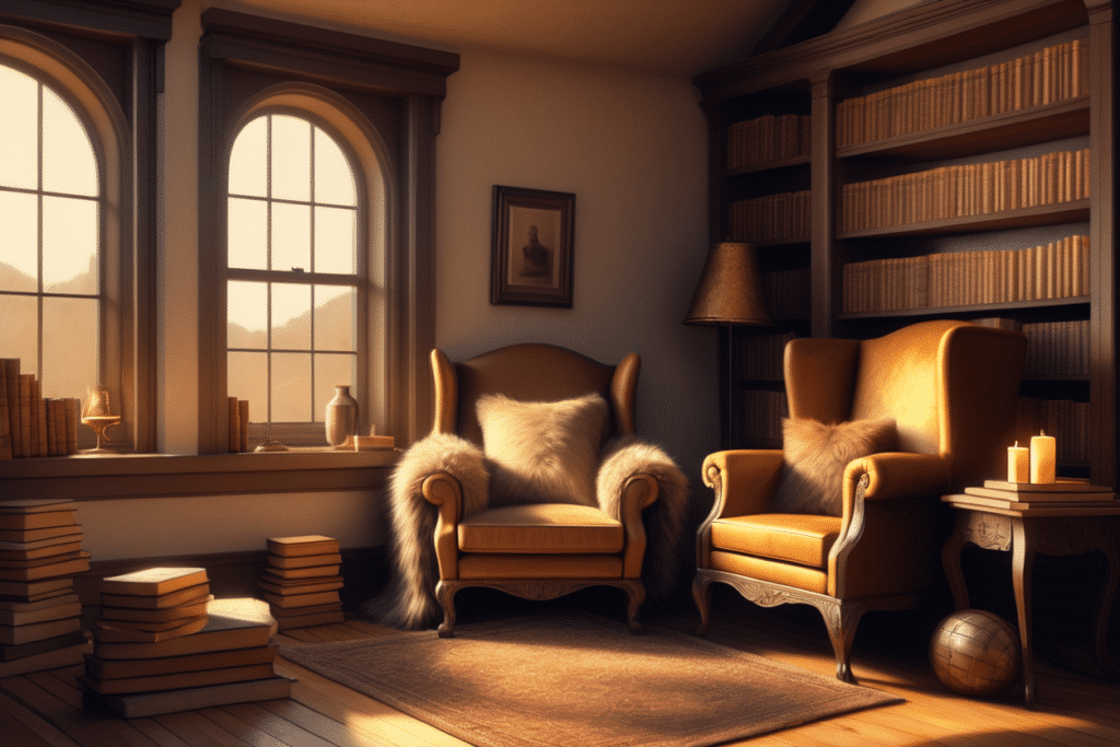 castlecore aesthetic home living room reading nook