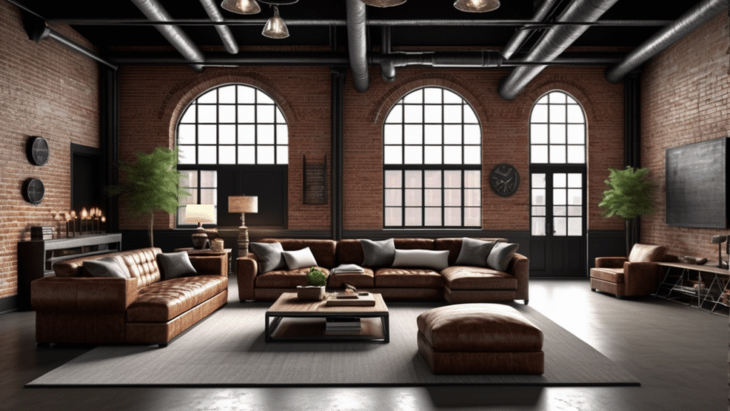 luxury living room rustic industrial