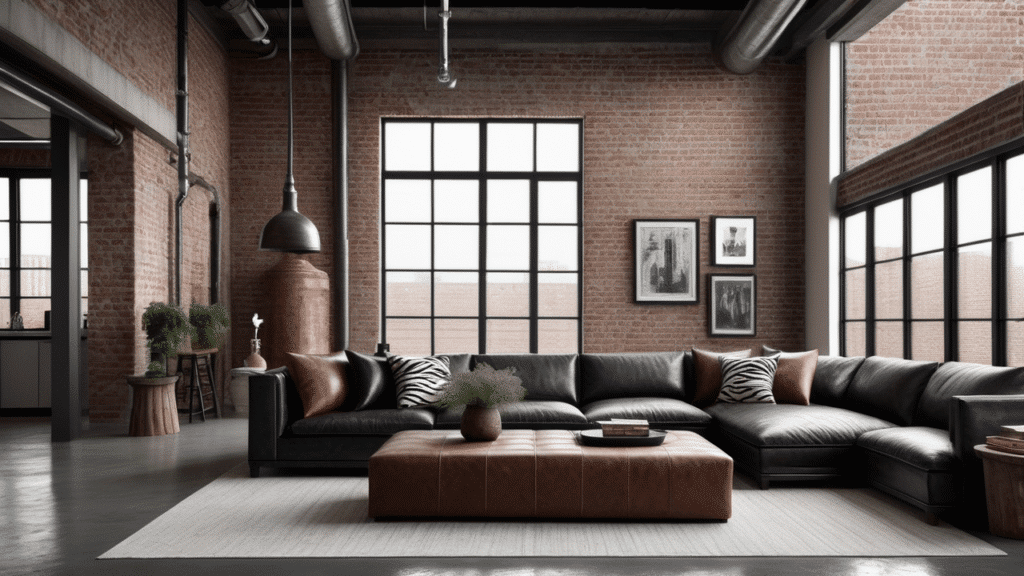 luxury living room rustic industrial