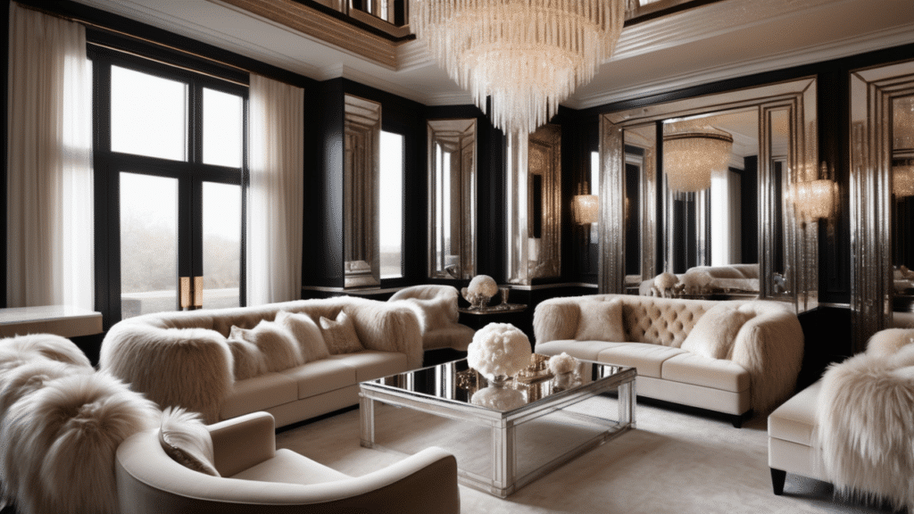 luxury living room regency hollywood glam