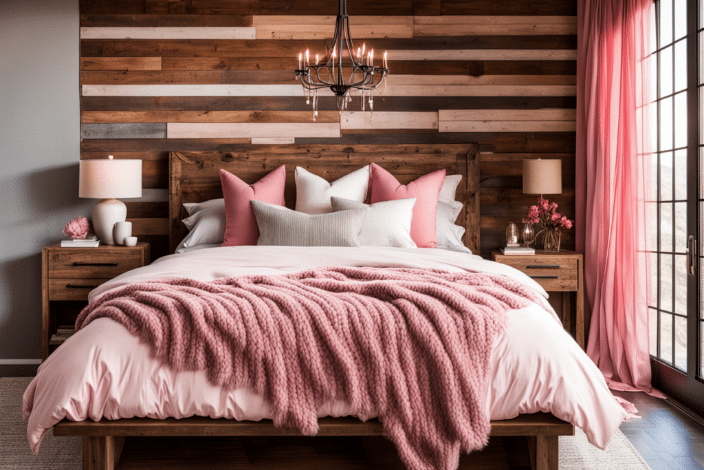 modern rustic interior design pink bedroom