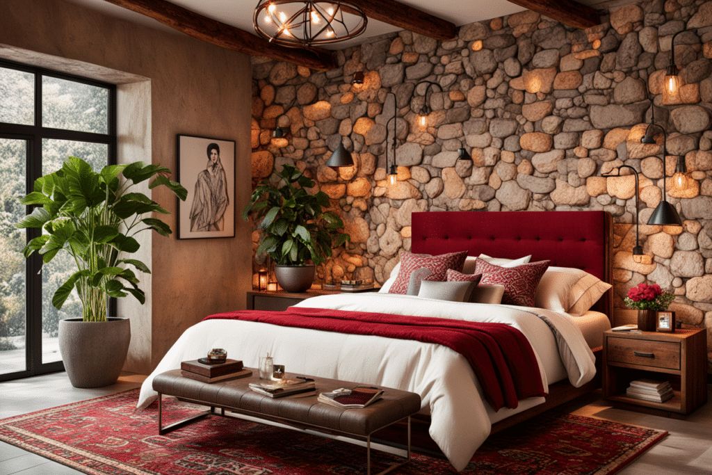 modern rustic interior design red bedroom