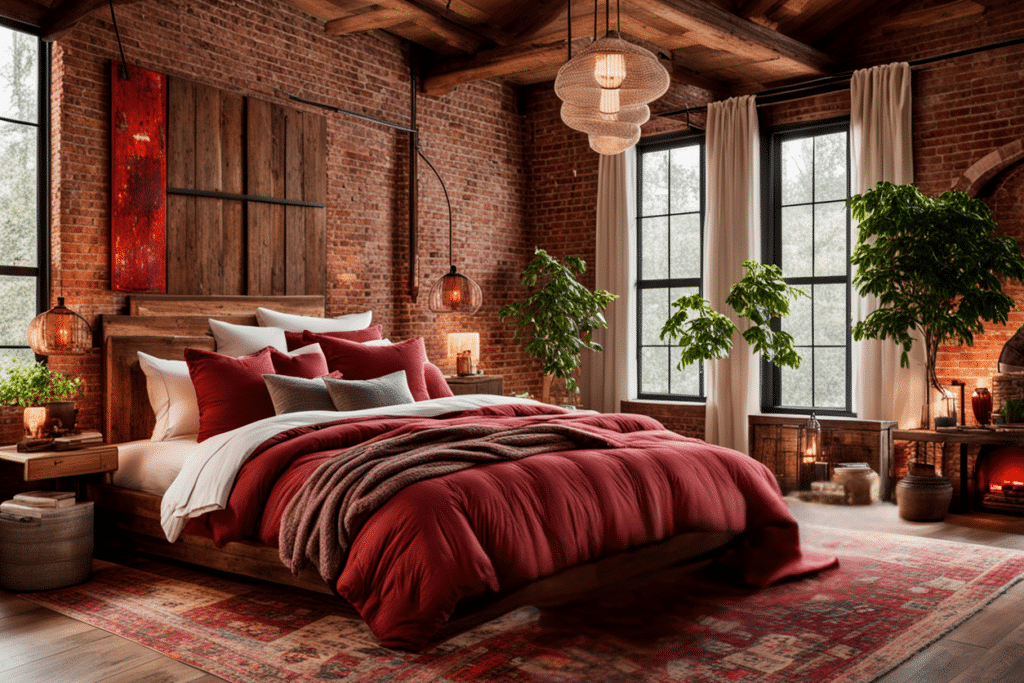 modern rustic interior design red bedroom