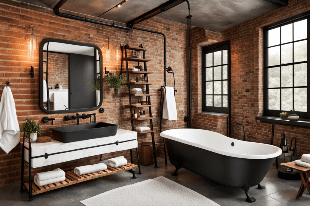 modern rustic interior design bathroom clawfoot tub