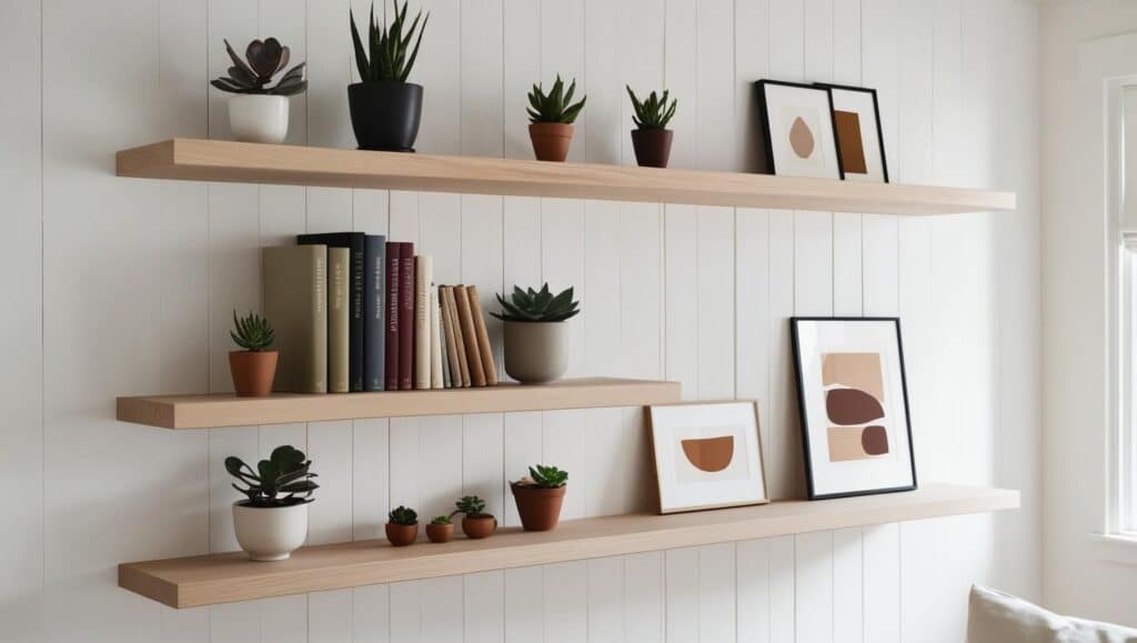 wall decor ideas floating shelves