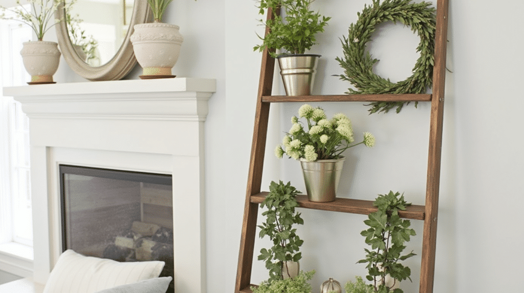 fireplace mantle - Spring mantel decor