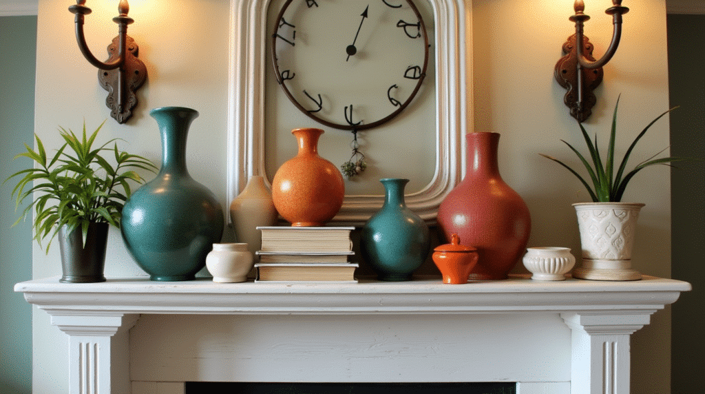 fireplace mantle - Spring mantel decor