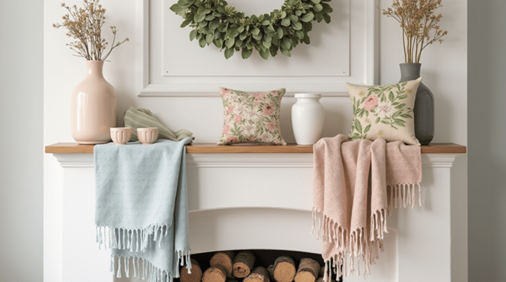 fireplace mantle - Spring mantel decor ideas