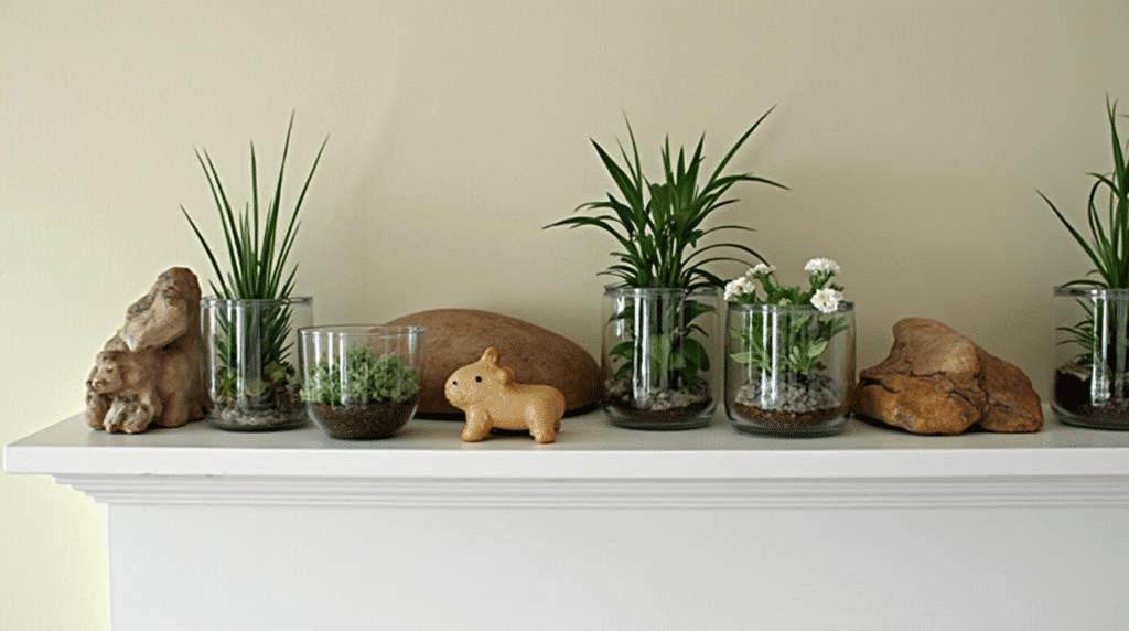 fireplace mantle - Spring mantel decor