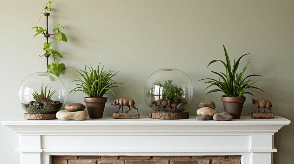 fireplace mantle - Spring mantel decor