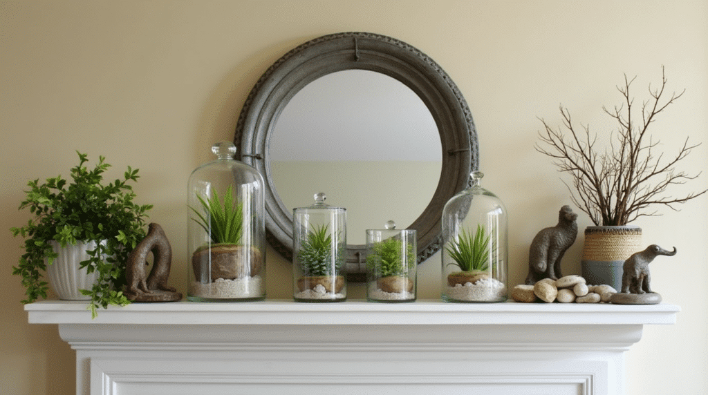 fireplace mantle - Spring mantel decor