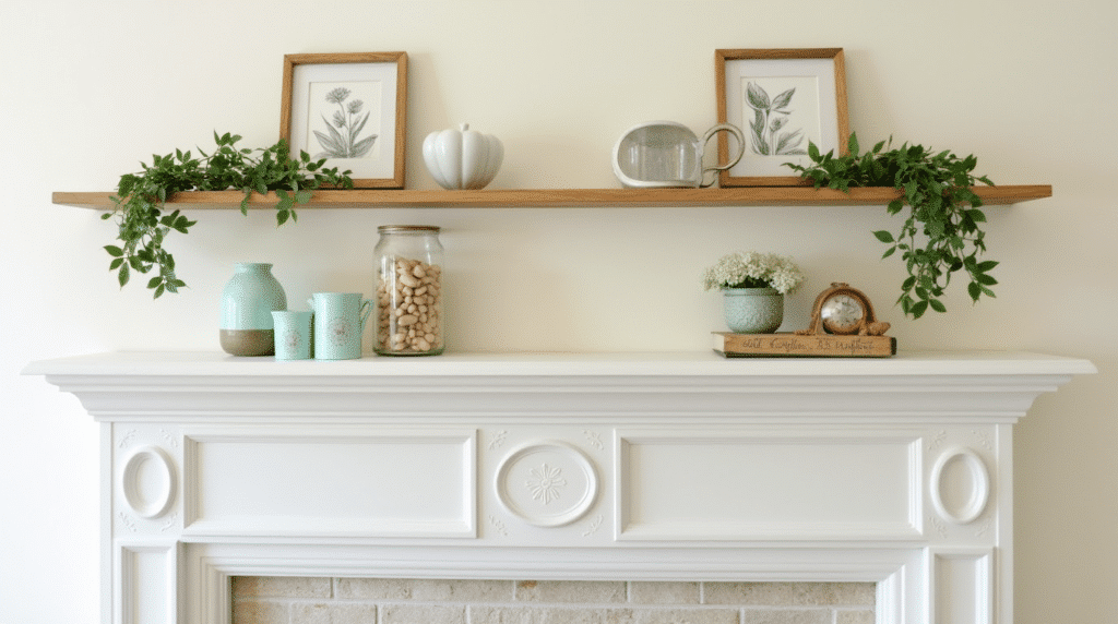 fireplace mantle - Spring mantel decor