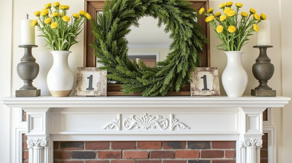 fireplace mantle - Spring mantel decor ideas