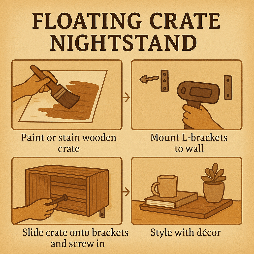DIY Bedroom Decor Floating Crate Nightstand