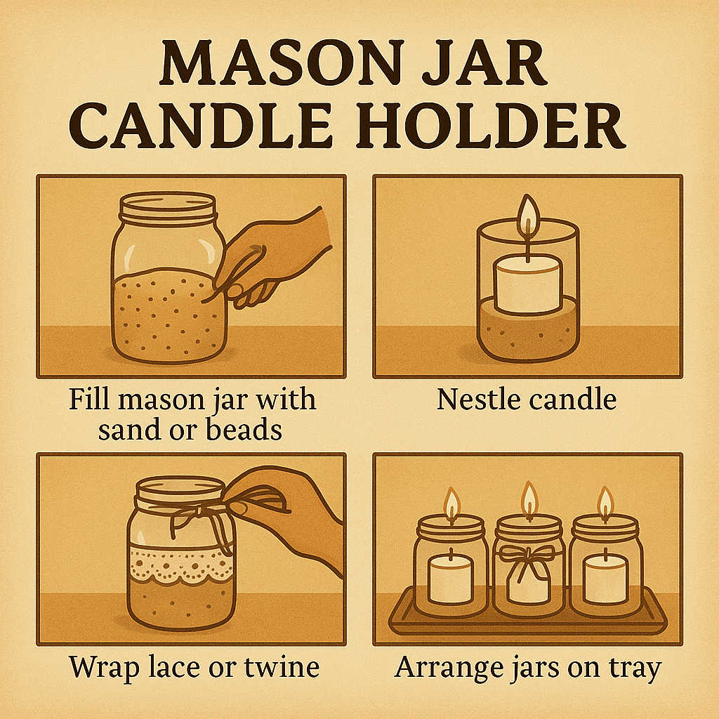 DIY Bedroom Decor Mason Jar Candle Holder