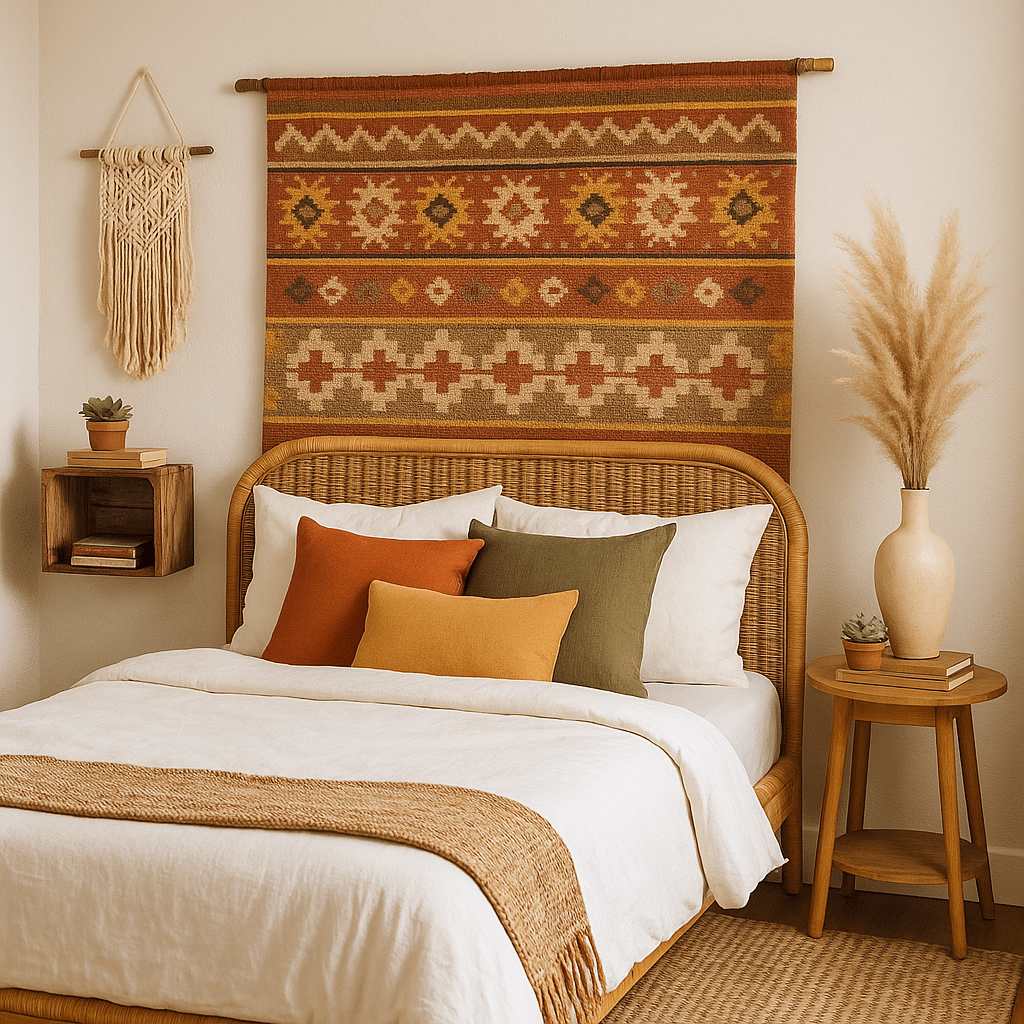 DIY Bedroom Decor Rug Headboard