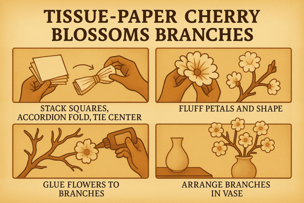 DIY Bedroom Decor Tissue Paper Cherry Blossoms